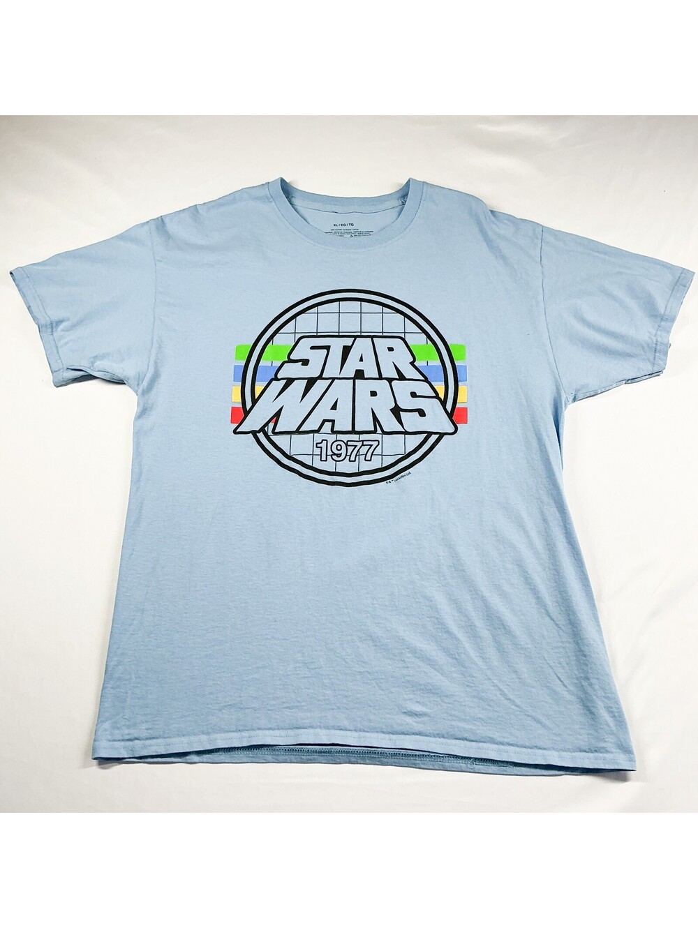 Star Wars 1977 Retro Graphic Tee Light Blue Cotton Fandom Short Sleeve Adult XL